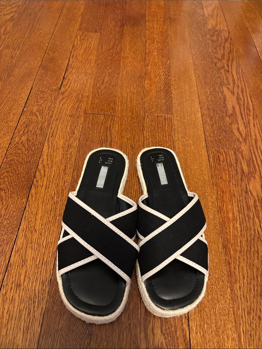Primark Black and White Crisscross Slide Mules for Women